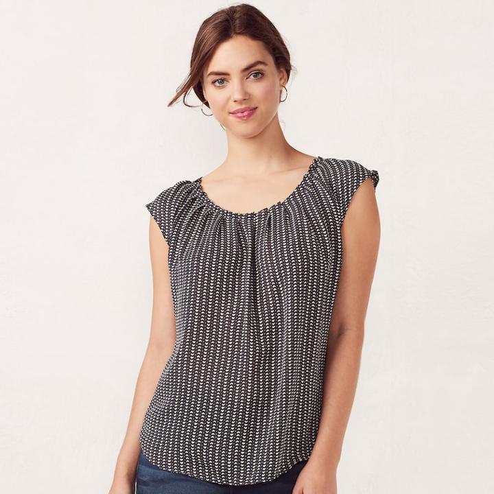 Women's Lc Lauren Conrad Love, Lauren Pleated Top, Size: Xxl, Dark Blue