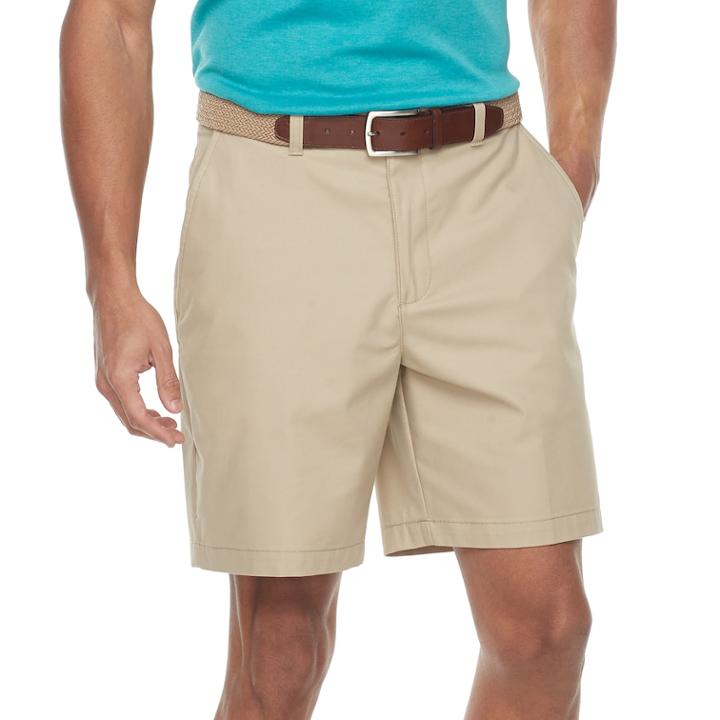 Men's Croft & Barrow&reg; Classic-fit Easy-care Stretch Flex-waist Flat-front Shorts, Size: 33, Med Beige