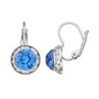 Brilliance Silver Plated Halo Drop Earrings With Swarovski Crystals, Women's, Blue