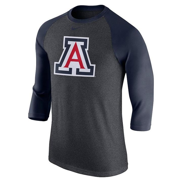 Men's Nike Arizona Wildcats Tri-blend Raglan Tee, Size: Medium, Grey