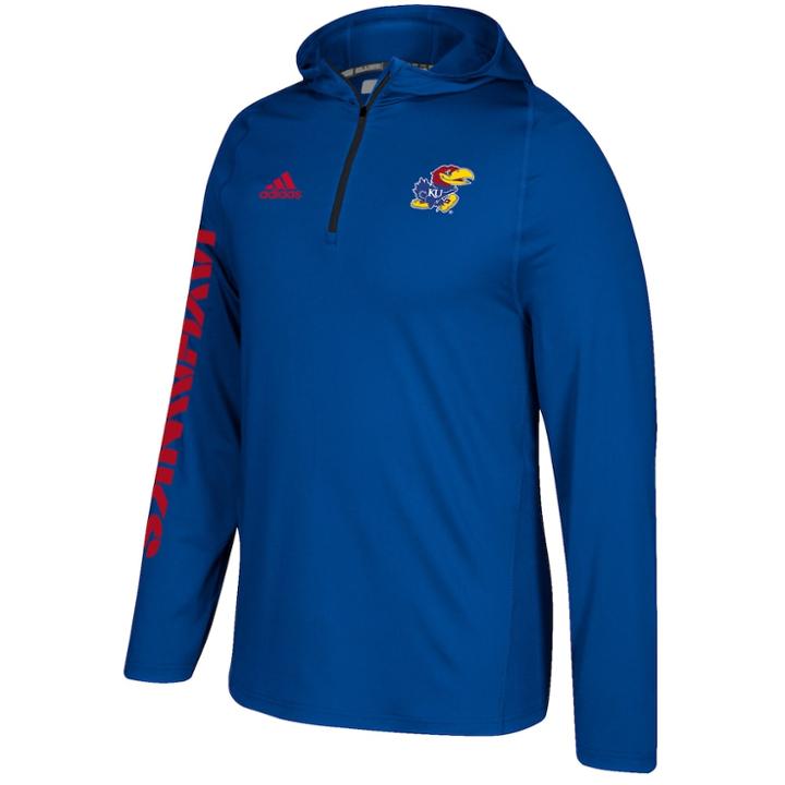 Men's Adidas Kansas Jayhawks Sideline Training Hooded Pullover, Size: Medium, Blue