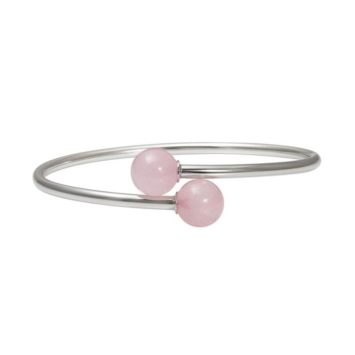 Sterling Silver Rose Quartz Bypass Bangle Bracelet, Women's, Size: 7, Pink