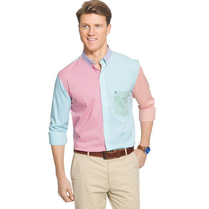 Men's Izod Gingham Party Button-down Shirt, Size: Xxl, Blue Other
