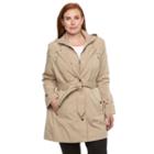 Plus Size Croft & Barrow&reg; Hooded Rain Jacket, Women's, Size: 2xl, Beig/green (beig/khaki)