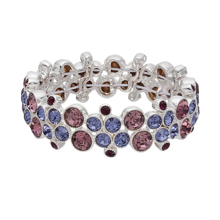 Napier Simulated Crystal Cluster Stretch Bracelet, Women's, Purple