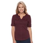 Petite Croft & Barrow&reg; Button-tab Top, Women's, Size: S Petite, Red