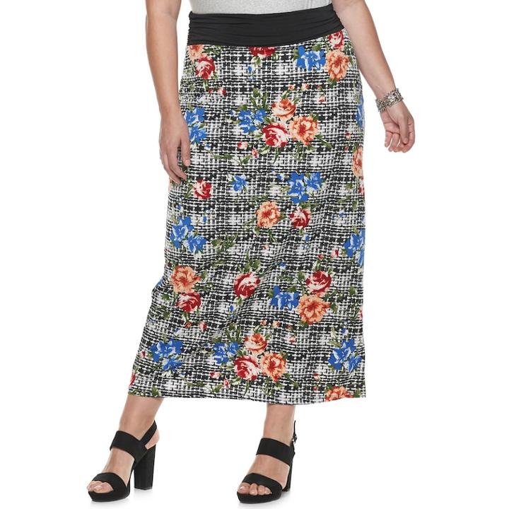 Plus Size Apt. 9&reg; Print Column Maxi Skirt, Women's, Size: 3xl, Multi Floral Print