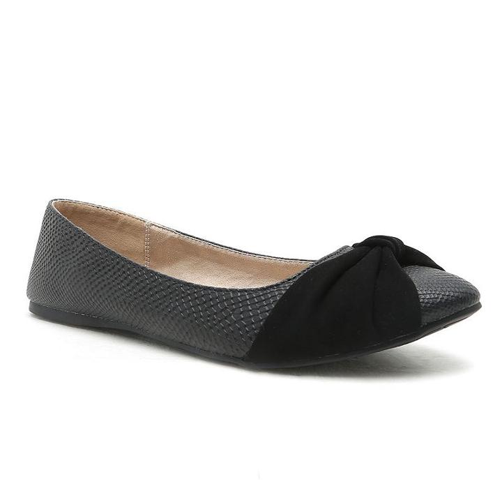 Qupid Swift Women's Bow Ballet Flats, Girl's, Size: 7, Black