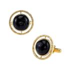 1928 Cabochon Circle Cuff Links, Men's, Black