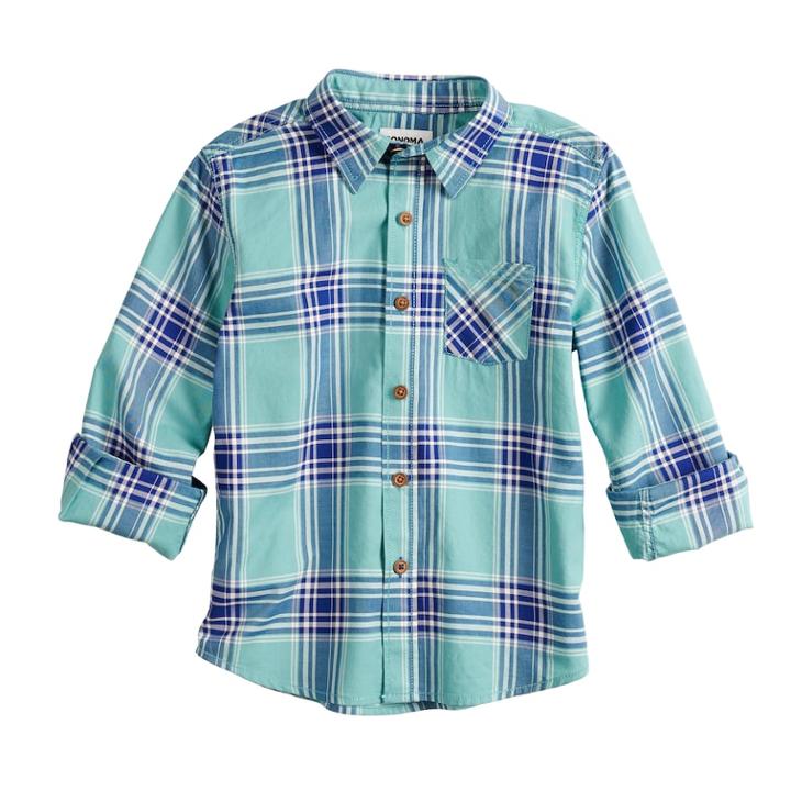 Boys 4-12 Sonoma Goods For Life&trade; Plaid Button Down Shirt, Size: 8, Med Blue