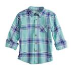 Boys 4-12 Sonoma Goods For Life&trade; Plaid Button Down Shirt, Size: 8, Med Blue