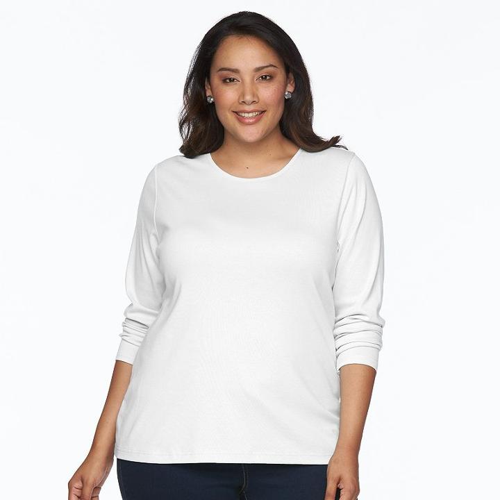 Plus Size Croft & Barrow&reg; Crew Tee, Women's, Size: 2xl, White