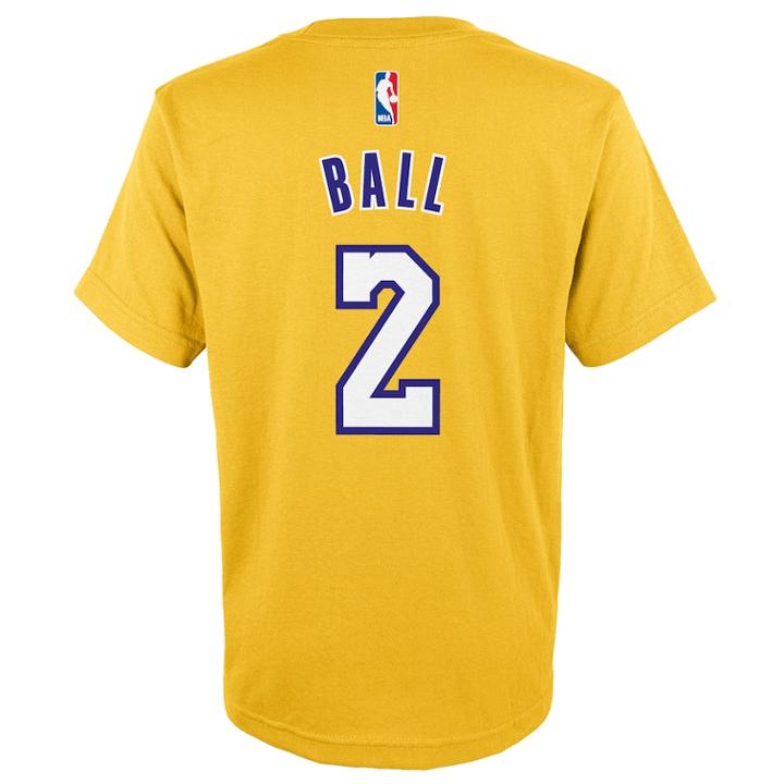 Boys 8-20 Los Angeles Lakers Lonzo Ball Player Name & Number Replica Tee, Size: L 14-16, Yellow