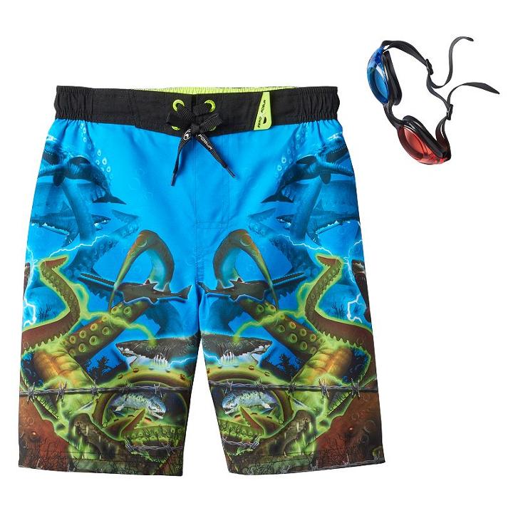 Boys 4-7 Zeroxposur Sea Creature Swim Trunks With 3d Goggles, Boy's, Size: 5/6, Turquoise/blue (turq/aqua)