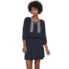 Women's Sonoma Goods For Life&trade; Embroidered Peasant Dress, Size: Xl, Blue (navy)