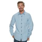 Men's Croft & Barrow&reg; Classic-fit Denim & Twill Button-down Shirt, Size: Medium, Light Blue