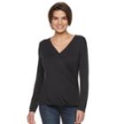 Women's Apt. 9&reg; Surplice Top, Size: Small, Black