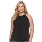 Juniors' Plus Size Candie's&reg; Split-back High Neck Tank, Girl's, Size: 3xl, Oxford