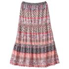 Girls 7-16 Joey B Patterned Ruffle Tiered Maxi Skirt, Girl's, Size: Medium, Med Pink
