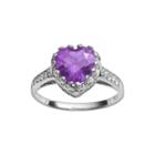 Sterling Silver Amethyst And Lab-created White Sapphire Heart Crown Ring, Women's, Size: 7, Purple