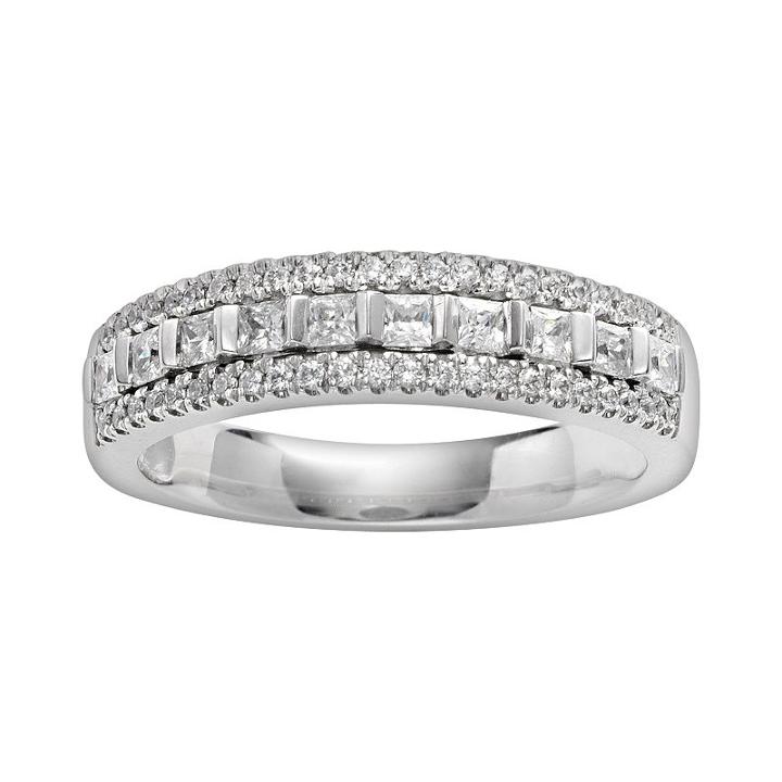14k White Gold 1/2-ct. T.w. Igl Certified Diamond Multirow Wedding Ring, Women's, Size: 8