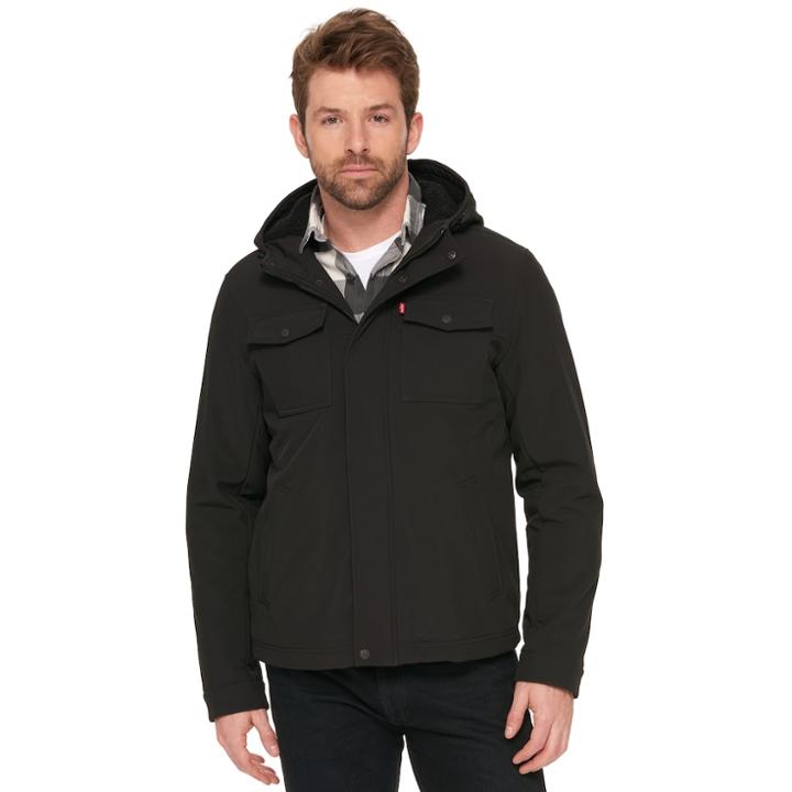 Big & Tall Levi's&reg; Sherpa-lined Softshell Trucker Jacket, Men's, Size: 3xl Tall, Black