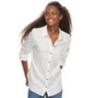 Juniors' So&reg; Plaid Button Down Shirt, Size: Xl, White