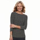 Women's Croft & Barrow&reg; Jacquard Boatneck Tee, Size: Large, Black