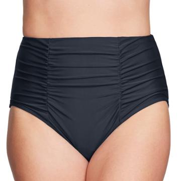 Women's Mazu Swim Ruched High-waisted Bikini Bottoms, Size: 16, Black