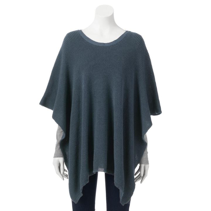 Lc Lauren Conrad Velvet Crisscross Back Poncho, Women's, Dark Grey