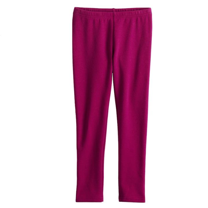 Girls 4-10 Jumping Beans&reg; Solid Full-length Fleece Leggings, Size: 7, Dark Pink