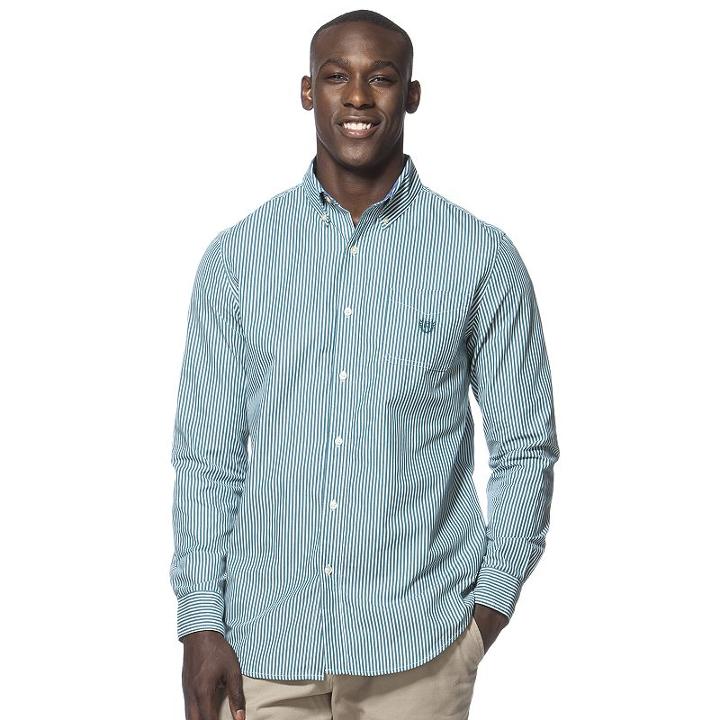 Big & Tall Chaps Classic-fit Striped Button-down Shirt, Men's, Size: Xxl Tall, Green