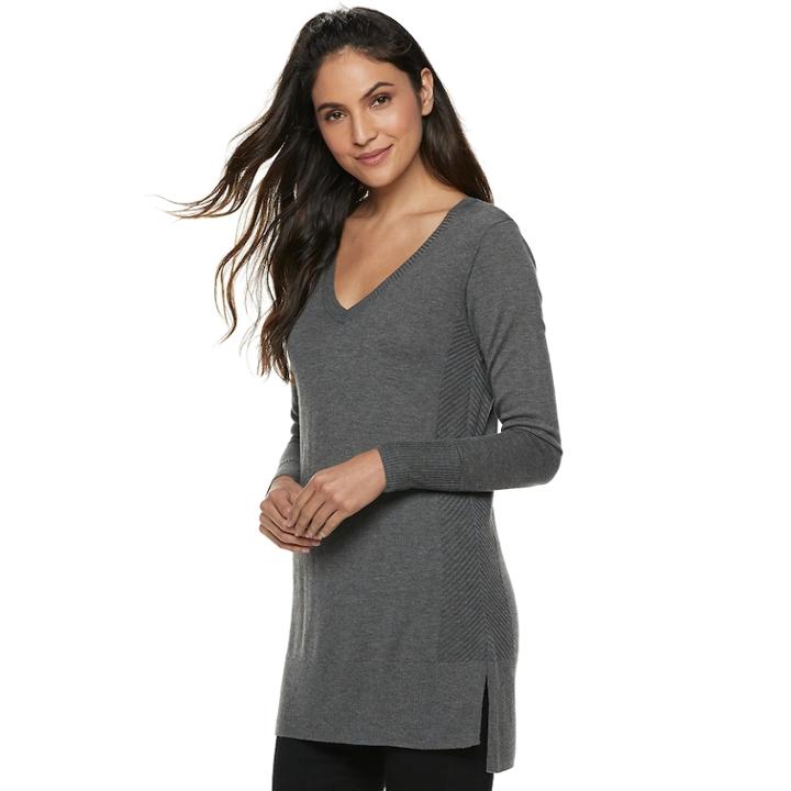 Women's Apt. 9&reg; Ribbed Back Tunic, Size: Xl, Med Grey