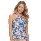 Mix And Match Floral High-neck Tankini Top, Size: Medium, Brt Blue