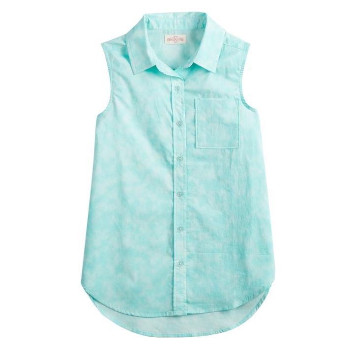 Girls 7-16 So&reg; Button-down Shirt, Size: 14, Med Blue