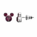 Disney's Mickey Mouse Crystal Birthstone Stud Earrings, Purple