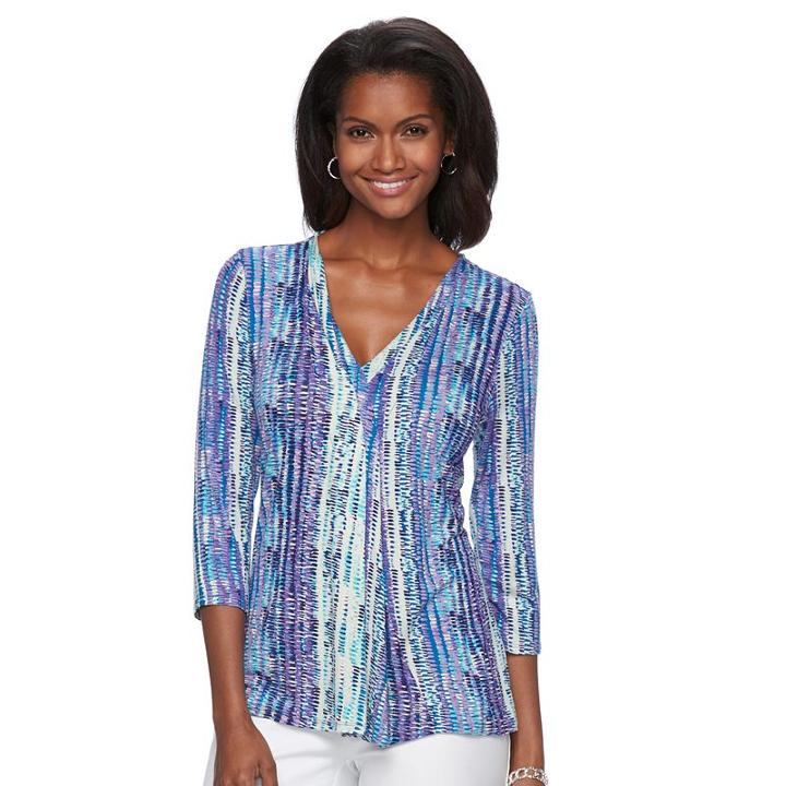 Women's Dana Buchman Release-pleat Top, Size: Large, Brt Blue