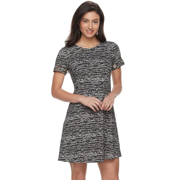 Women's Apt. 9&reg; Grommet Fit & Flare Dress, Size: Medium, Black