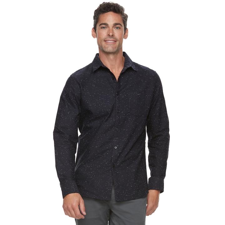 Men's Marc Anthony Slim-fit Stretch Woven Button-down Shirt, Size: Medium, Black