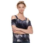 Women's Rock & Republic&reg; Velvet Cold-shoulder Top, Size: Small, Blue (navy)