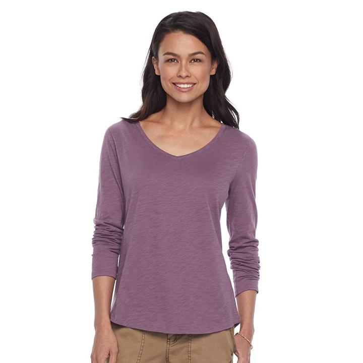 Petite Sonoma Goods For Life&trade; Essential V-neck Tee, Women's, Size: M Petite, Purple