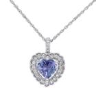 Tanzanite & 1/6 Carat T.w. Diamond 10k White Gold Heart Pendant Necklace, Women's, Size: 17, Purple