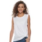 Juniors' So&reg; Knot-hem Muscle Tank, Teens, Size: Xxs, White