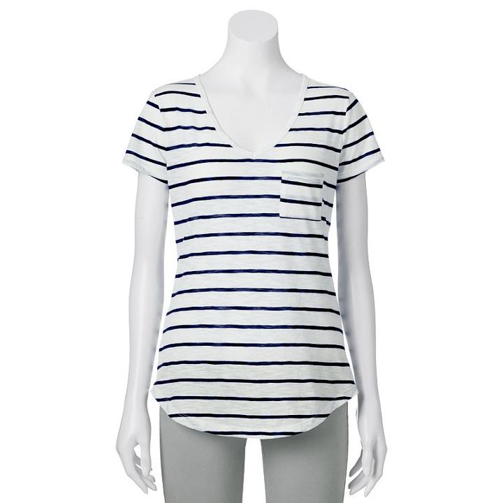 Juniors' So&reg; Short Sleeve V-neck Tee, Kids Unisex, Size: Small, Blue