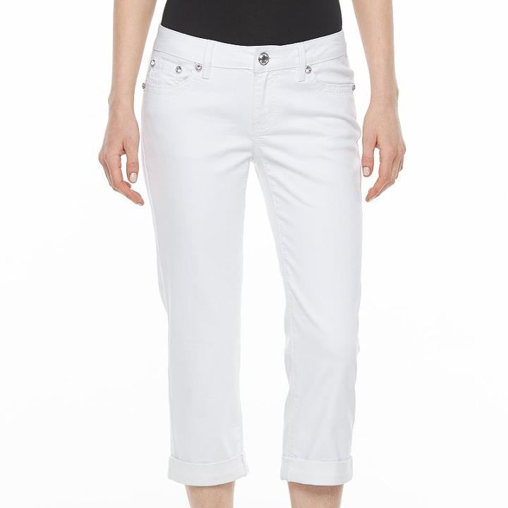 Women's Apt. 9&reg; White Embellished Capri Jeans, Size: 10