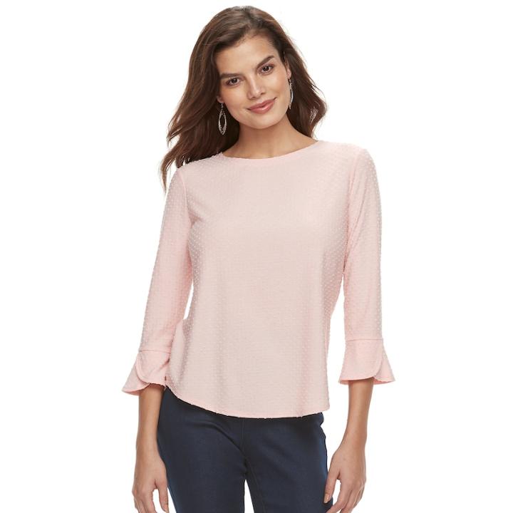 Women's Elle&trade; Clip-dot Tee, Size: Small, Light Pink