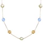 14k Gold Citrine, Sky Blue Topaz & Green Quartz Station Necklace, Women's, Size: 17, Multicolor