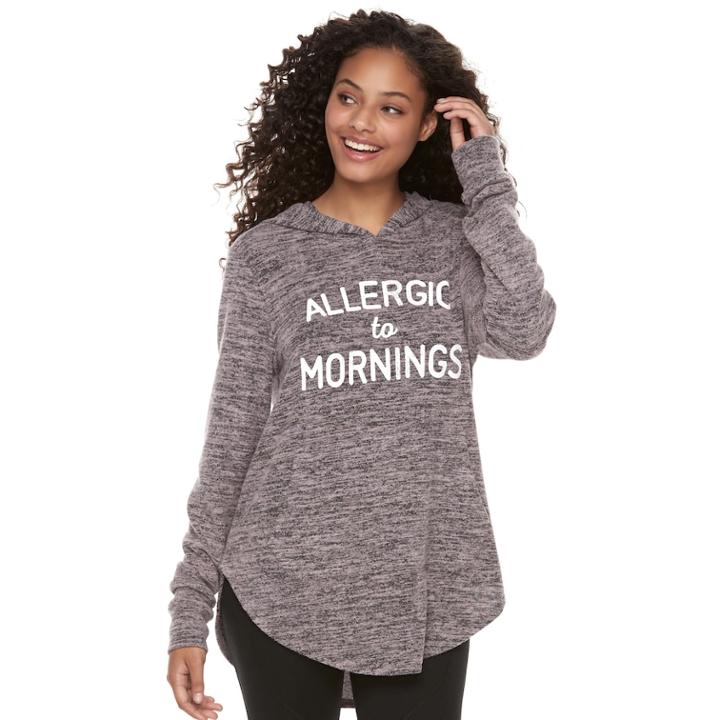 Juniors' Grayson Threads Allergic To Mornings Tunic Hoodie, Teens, Size: Small, Lt Purple