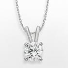 Diamonore Sterling Silver 1-ct. T.w. Simulated Diamond Solitaire Pendant, Women's, Size: 16, White