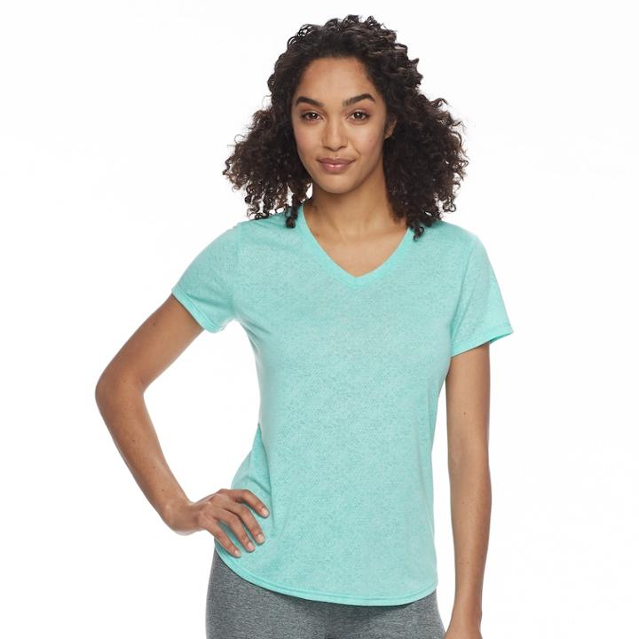 Women's Petite Tek Gear&reg; Core Short Sleeve Tee, Size: M Petite, Turquoise/blue (turq/aqua)